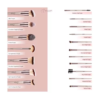 Bestope Çift Taraflı 23'lü Allık Eyeliner Far Makyaj Fırça Seti