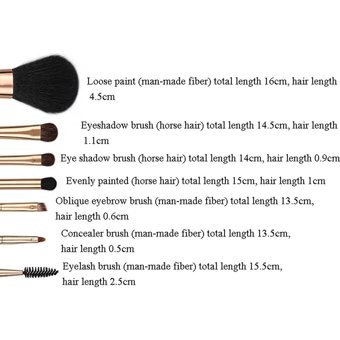 Zoreya 7'li Allık Eyeliner Far Makyaj Fırça Seti Bej