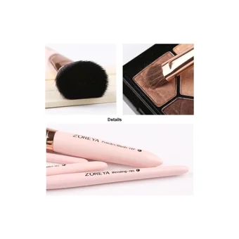 Zoreya 7'li Allık Eyeliner Far Makyaj Fırça Seti Bej