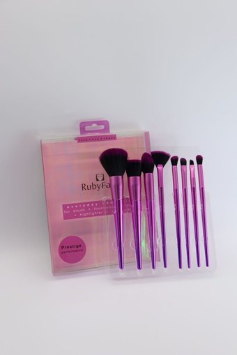Ruby Face 8'li Allık Eyeliner Far Makyaj Fırça Seti Mor