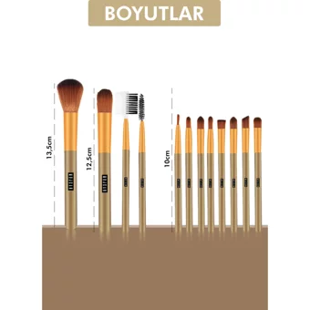 Mujgan 12'li Allık Eyeliner Far Makyaj Fırça Seti