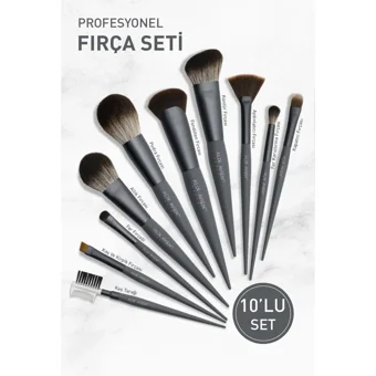Alix Avien 10'lu Allık Eyeliner Far Makyaj Fırça Seti