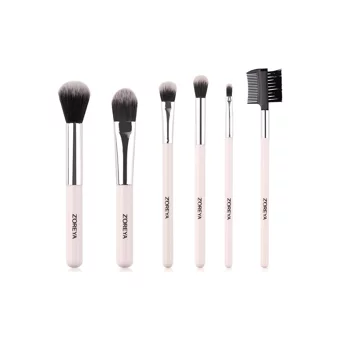 Zoreya 6'lı Allık Eyeliner Far Makyaj Fırça Seti Beyaz