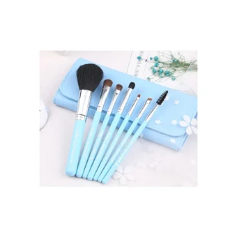 Zoreya 7'li Allık Eyeliner Far Makyaj Fırça Seti Mavi