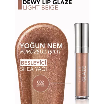 Flormar Dewy Lip Glaze 002 Light Beige
 Nemlendiricili Dudak Parlatıcısı Ten Rengi