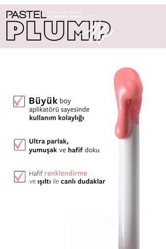 Pastel Plump Up Gloss 203 Cotton Candy Nemlendiricili Dolgunlaştırıcı Dudak Parlatıcısı Açık Pembe