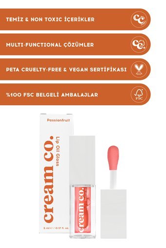 Cream Co. Nemlendiricili Dudak Parlatıcısı Passionfruit