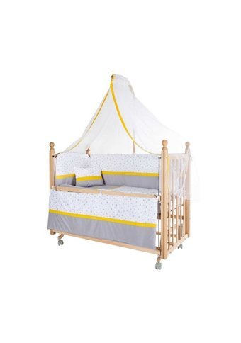 Baby Tech Naturel Ahşap Dikdörtgen Tekerlekli Yataklı Sallanan Anne Yanı Beşik Mavi