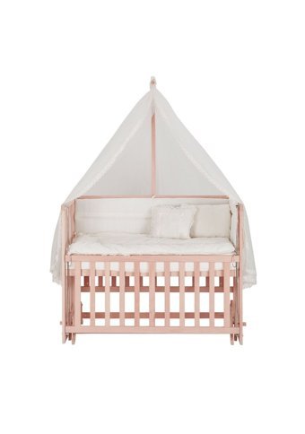Babycom Naturel Ahşap Dikdörtgen Tekerlekli Yataklı Sallanan Anne Yanı Beşik Krem 60x120 cm