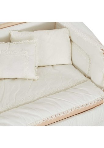 Babycom Ahşap Dikdörtgen Tekerlekli Yataklı Sallanan Anne Yanı Beşik Krem 70x130 cm