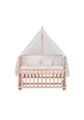Babycom Naturel Ahşap Dikdörtgen Tekerlekli Yataklı Sallanan Anne Yanı Beşik Krem 70x130 cm