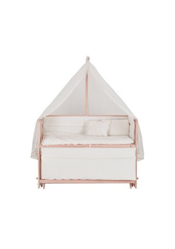 Babycom Naturel Ahşap Dikdörtgen Tekerlekli Yataklı Sallanan Anne Yanı Beşik Krem 70x130 cm