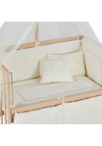 Babycom Naturel Ahşap Dikdörtgen Tekerlekli Yataklı Sallanan Anne Yanı Beşik Krem 50x90 cm