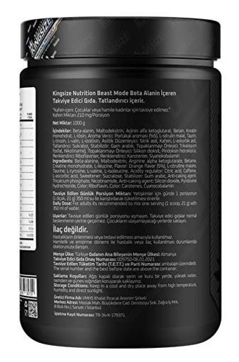 Kingsize Beast Mode Kırmızı Meyveli Protein Tozu 1 Kg
