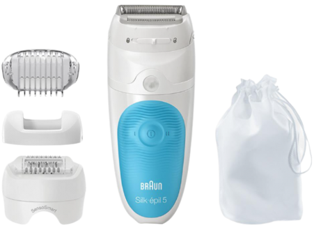 Braun Silk Epil 5 5605 SensoSmart Genital Bölge Koltuk Altı Bacak İçin 28 Cımbızlı Kablosuz Epilasyon Aleti Mavi