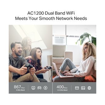 Tp-Link Archer C64 2.4 Ghz - 5 Ghz 867 Mbps Kablosuz Dual Band İç Mekan Masaüstü Access Point Router