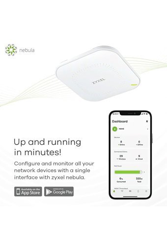 Zyxel NWA50AX 2.4 Ghz - 5 Ghz 1775 Mbps Kablosuz Dual Band İç Mekan Tavan Tipi Access Point Router