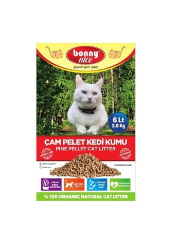 Bonny Nice Doğal Topaklanan Kalın Taneli Çam Pellet Kedi Kumu 10x6 lt