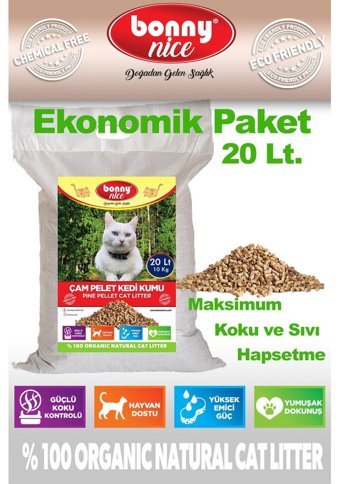 Bonny Nice Doğal Kalın Taneli Çam Pellet Kedi Kumu 20 lt