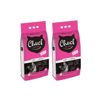 Chuck Bebek Pudrası Kokulu Topaklanan İnce Taneli Bentonit Kedi Kumu 2x5 lt