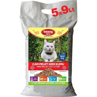 Bonny Nice Doğal Kalın Taneli Çam Pellet Kedi Kumu 5x9 lt