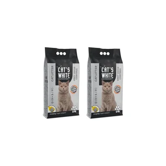 Cat's White Kokusuz Topaklanan Kalın Taneli Aktif Karbonlu Bentonit Kedi Kumu 2x10 lt