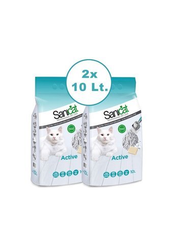 Sanicat Marsilya Sabunu Kokulu Topaklanan İnce Taneli Bentonit Kedi Kumu 2x10 lt