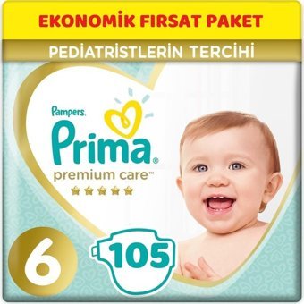 Prima Premium Care 6 Numara Cırtlı Bebek Bezi 105 Adet