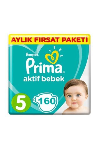 Prima Aktif Bebek 5 Numara Cırtlı Bebek Bezi 160 Adet