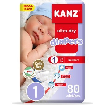 Kanz Ultra Dry Yenidoğan Cırtlı Bebek Bezi 80 Adet