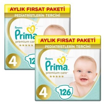 Prima Premium Care 4 Numara Cırtlı Bebek Bezi 2x126 Adet