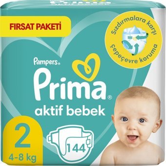 Prima Aktif Bebek 2 Numara Cırtlı Bebek Bezi 144 Adet
