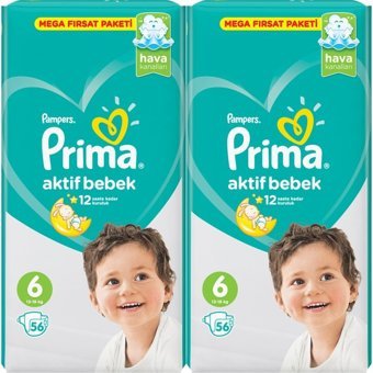 Prima Aktif Bebek 6 Numara Cırtlı Bebek Bezi 2x56 Adet