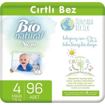 Sleepy Bio Natural 4 Numara Organik Cırtlı Bebek Bezi 96 Adet