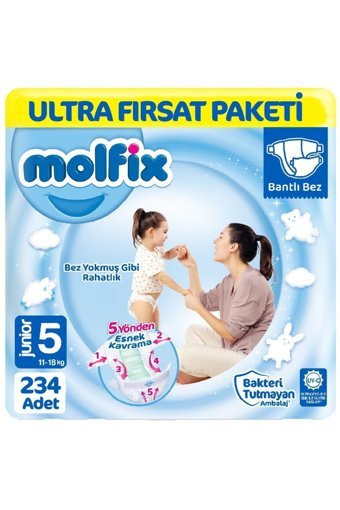 Molfix Junior 5 Numara Cırtlı Bebek Bezi 234 Adet