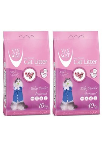 Van Cat Bebek Pudrası Kokulu Topaklanan Kalın Taneli Bentonit Kedi Kumu 2x10 lt