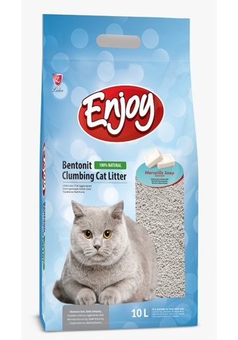 Enjoy Marsilya Sabunu Kokulu Topaklanan İnce Taneli Bentonit Kedi Kumu 10 lt