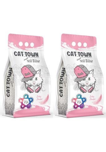 Cat Town Bebek Pudrası Kokulu Topaklanan İnce Taneli Bentonit Kedi Kumu 2x10 lt