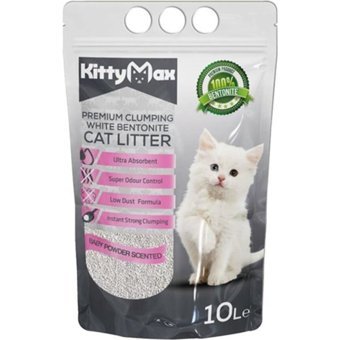 Kitty Max Bebek Pudrası Kokulu Topaklanan İnce Taneli Bentonit Kedi Kumu 10 lt