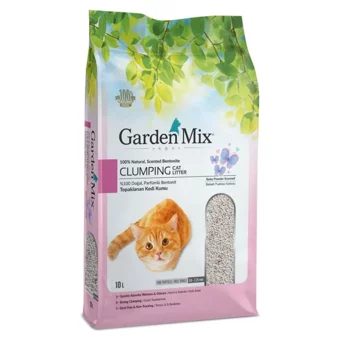 Garden Mix Bebek Pudrası Kokulu Topaklanan İnce Taneli Bentonit Kedi Kumu 10 lt