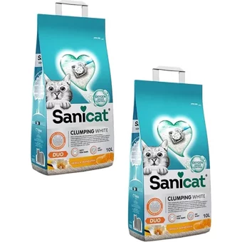 Sanicat Vanilya ve Mandalina Kokulu Topaklanan Kalın Taneli Bentonit Kedi Kumu 2x10 lt