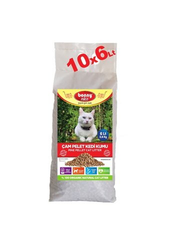 Bonny Nice Doğal Topaklanan Kalın Taneli Aktif Karbonlu Çam Pellet Kedi Kumu 6 lt