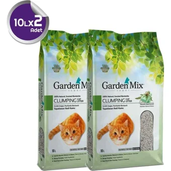 Garden Mix Marsilya Sabunu Kokulu Topaklanan İnce Taneli Bentonit Kedi Kumu 2x10 lt