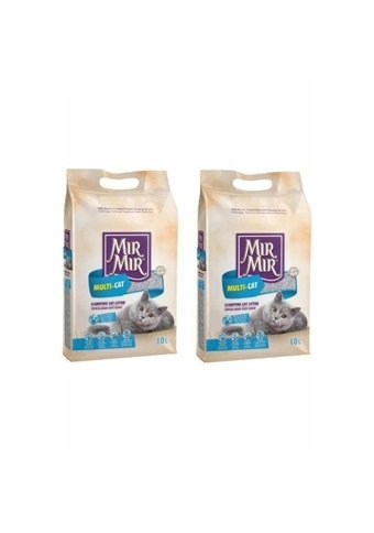 Mır Mır Multi-Cat Topaklanan İnce Taneli Aktif Karbonlu Kedi Kumu 2x10 lt