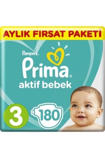 Prima Aktif Bebek 3 Numara Cırtlı Bebek Bezi 180 Adet