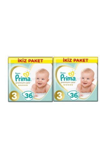 Prima Premium Care 3 Numara Cırtlı Bebek Bezi 2x36 Adet