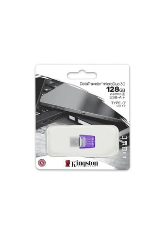 Kingston Data Traveler DTDUO3CG3 Mini Çift Taraflı USB 3.2 Type A-Type C 128 GB Flash Bellek Mor