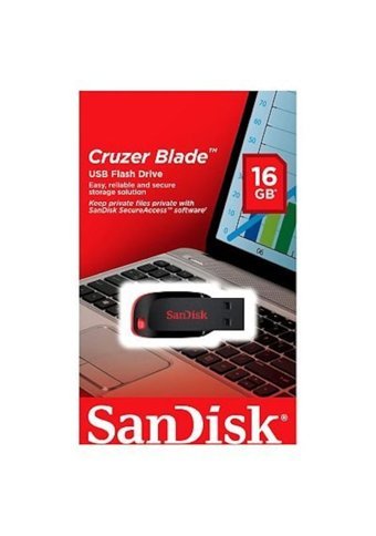 SanDisk Cruzer Blade SDCZ50-016G-B35 Şifreli USB 2.0 Type A 16 GB Flash Bellek Siyah