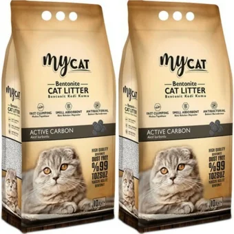 My Cat Kokusuz Topaklanan İnce Taneli Aktif Karbonlu Bentonit Kedi Kumu 2x10 lt