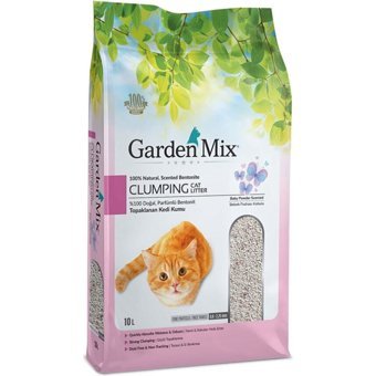 Garden Mix Bebek Pudrası Kokulu Topaklanan Kalın Taneli Bentonit Kedi Kumu 10 lt